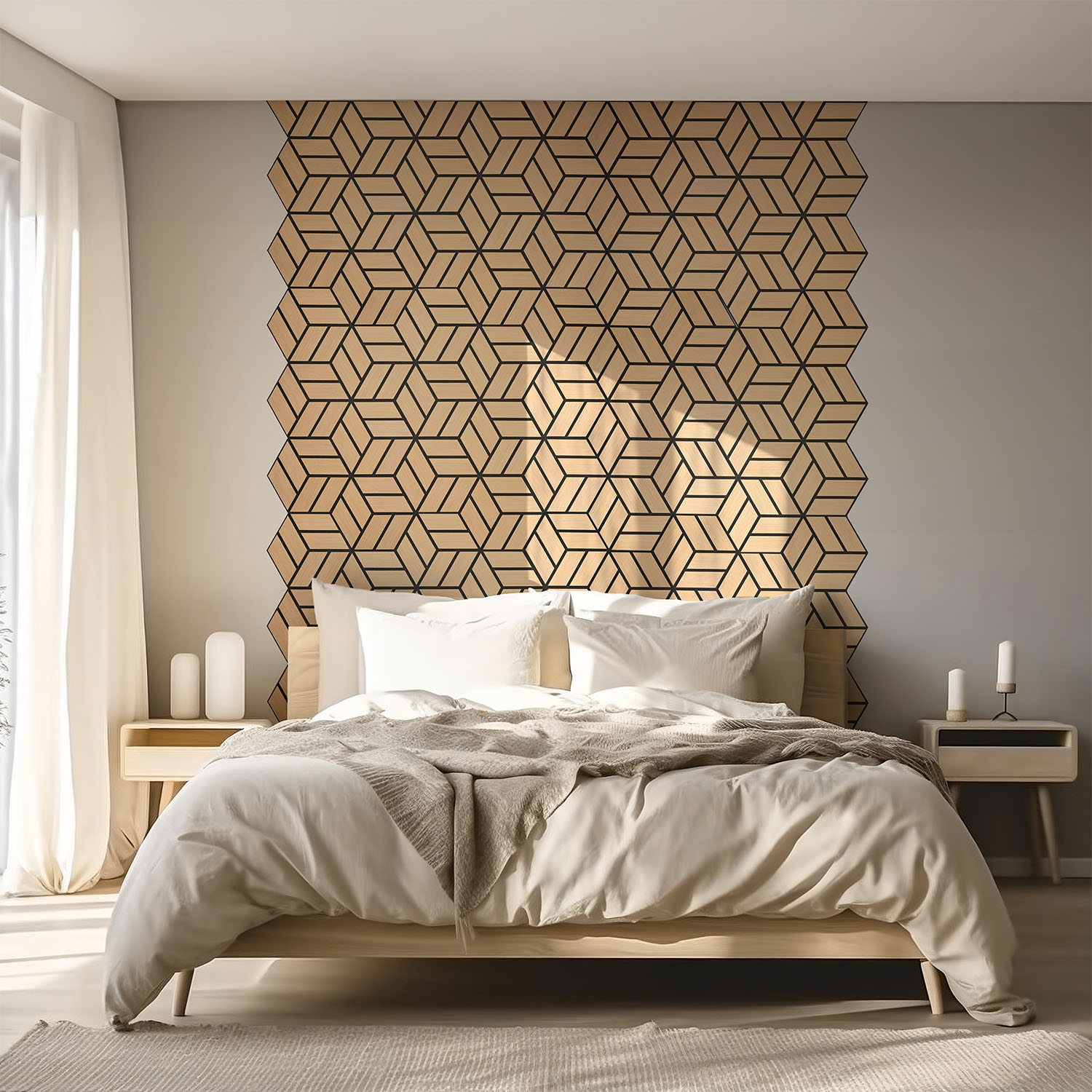 Acoustic Panels Wall Panels Hexagon Honeycomb 30 x 26 cm Natural Oak | Wood | 4-piece Set | 3D Acoustic Panels Wall Panels Hexagon Honeycomb 30 x 26 cm Natural Oak | Wood | 20-piece Set | 3D