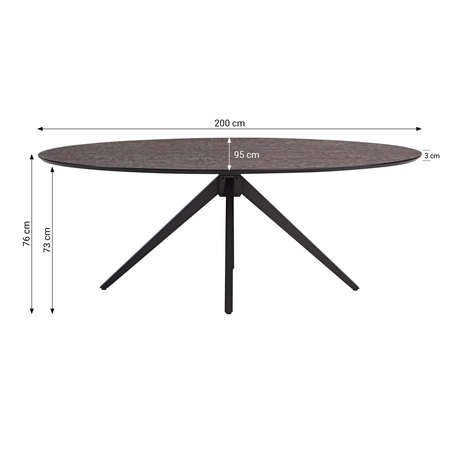Modern Dining Table Oval Brown Black with 4 Dark Grey Fabric Chairs Dining Room Table 8 Seater Industrial Look