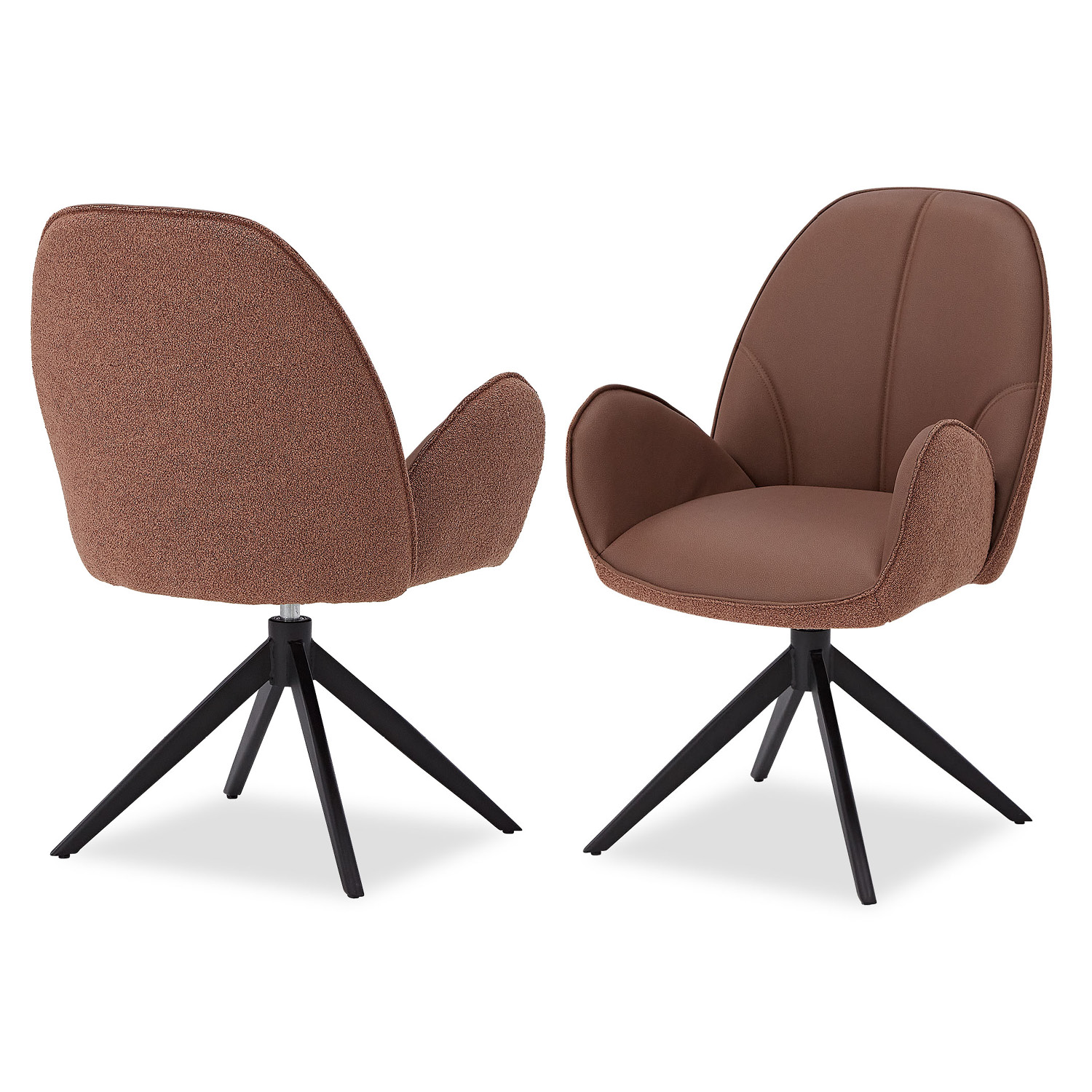 Dining Chair Set of 6 Modern Egg Chairs Bouclé Leather Brown Armchairs Dining Room Chairs Upholstered Chairs Eames Chairs