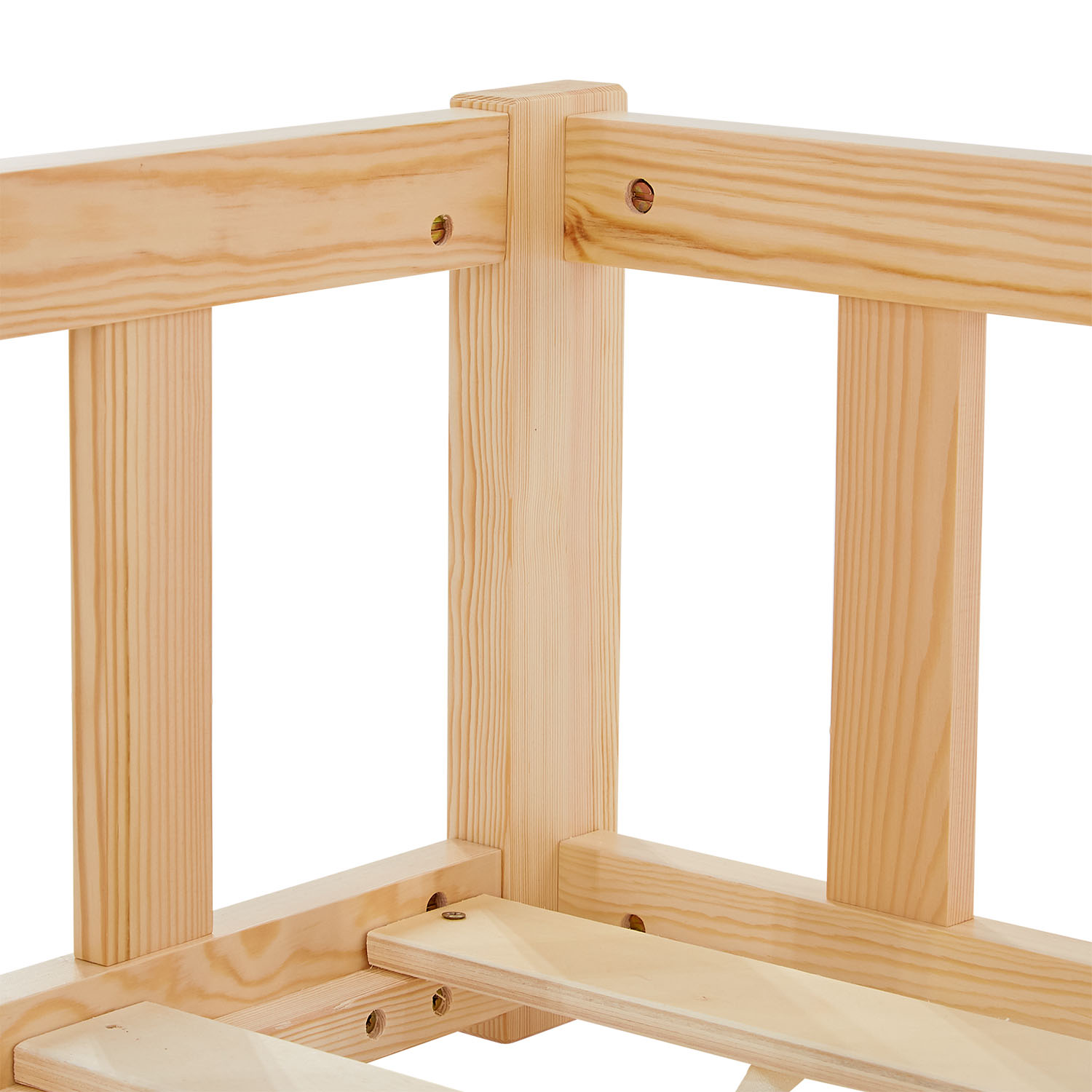 Children's Bed 90x200 Natural | Floor Bed with Slatted Frame | with Fall Protection | Montessori