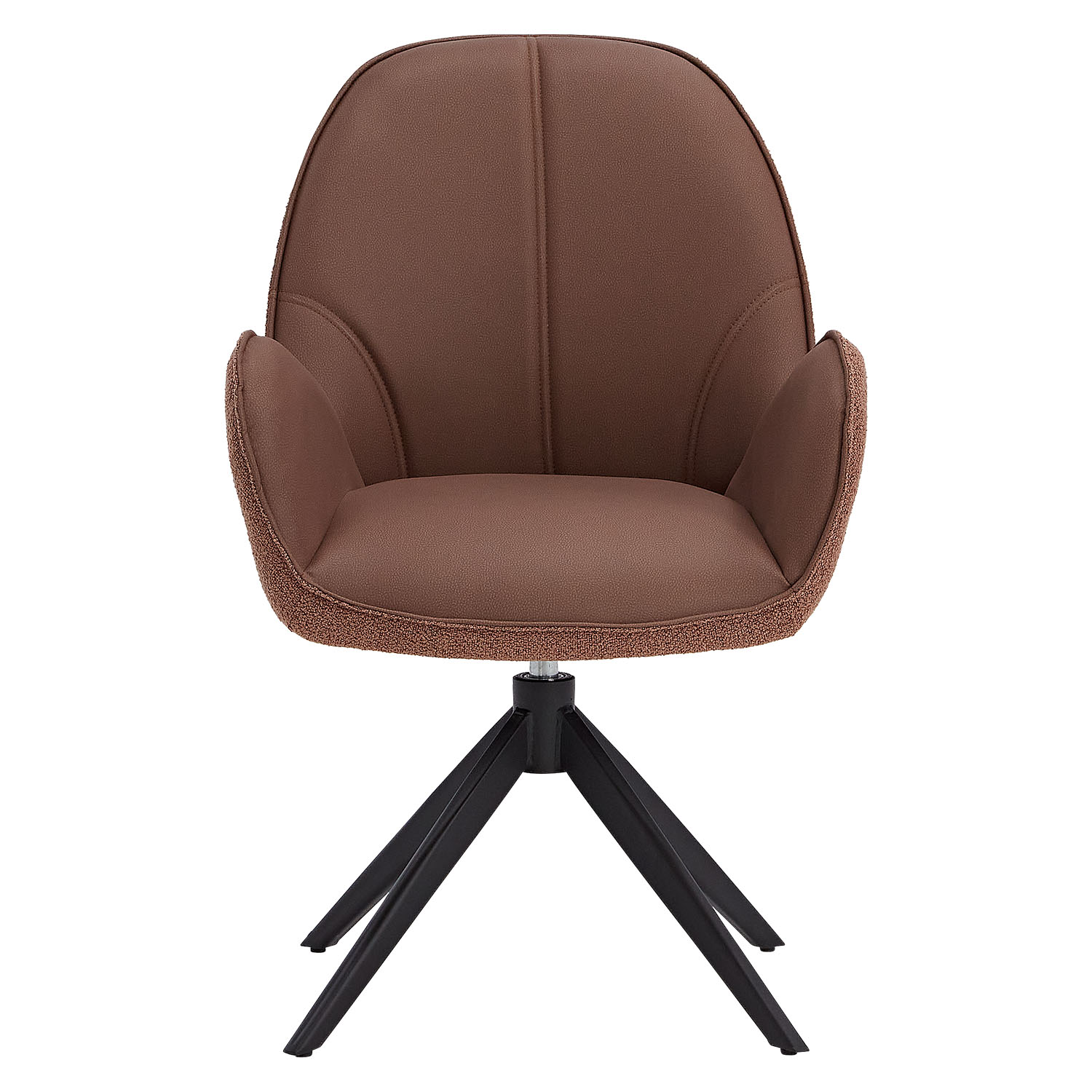 Modern Dining Table 200x100 cm Brown Black with 6 Bouclé Leather Chairs Dining Room Table 8 Seater Industrial Look