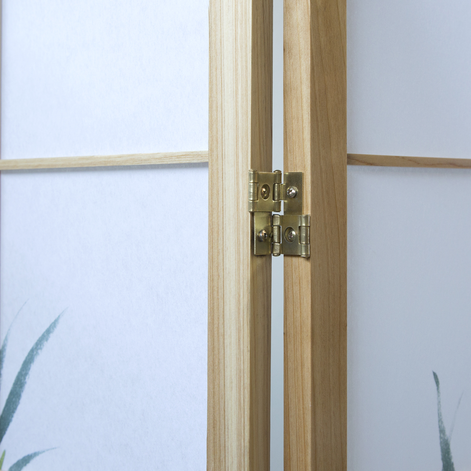 Paravent room divider 3, 4 or 5 parts, wood natural, rice paper white, bamboo pattern, height 175 cm
