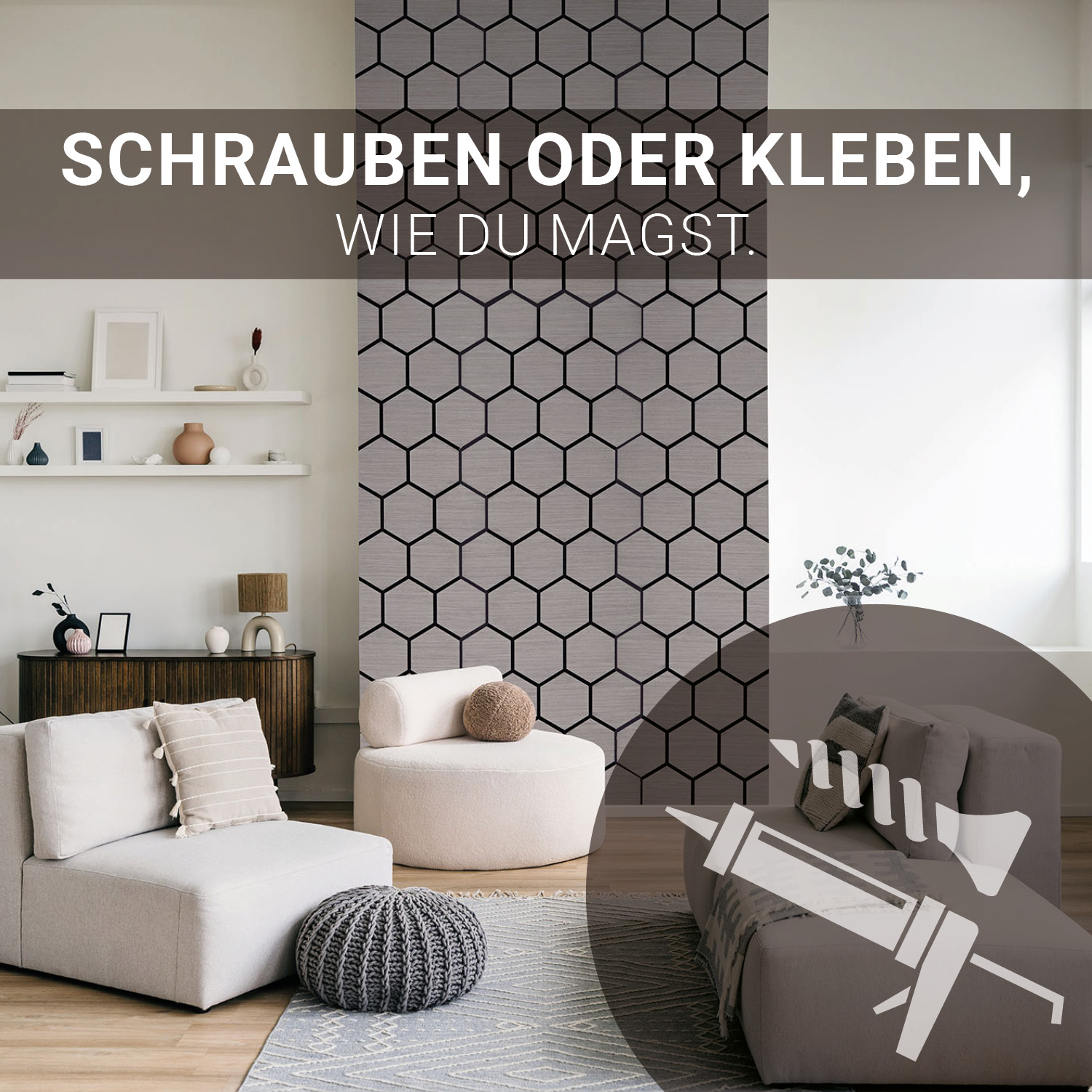 Acoustic Panels Wall Panels Hexagon Honeycomb 76 x 62 cm Gray | Wood | 4-piece Set | 3D
