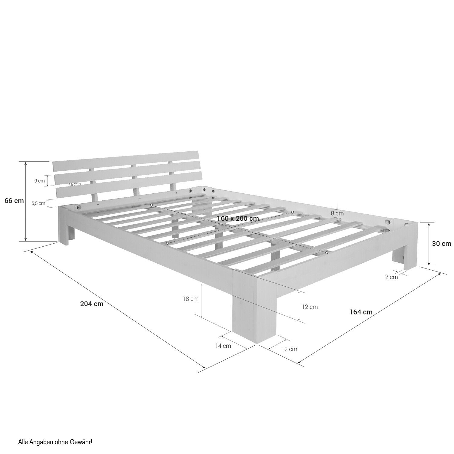 Wood Bed 160x200 cm White | Double Bed | with Slatted Frame | Solid | Kids Youth Guest Bedroom Wood Bed 160x200 cm White | Double Bed | with Slatted Frame | Solid | Kids Youth Guest Bedroom