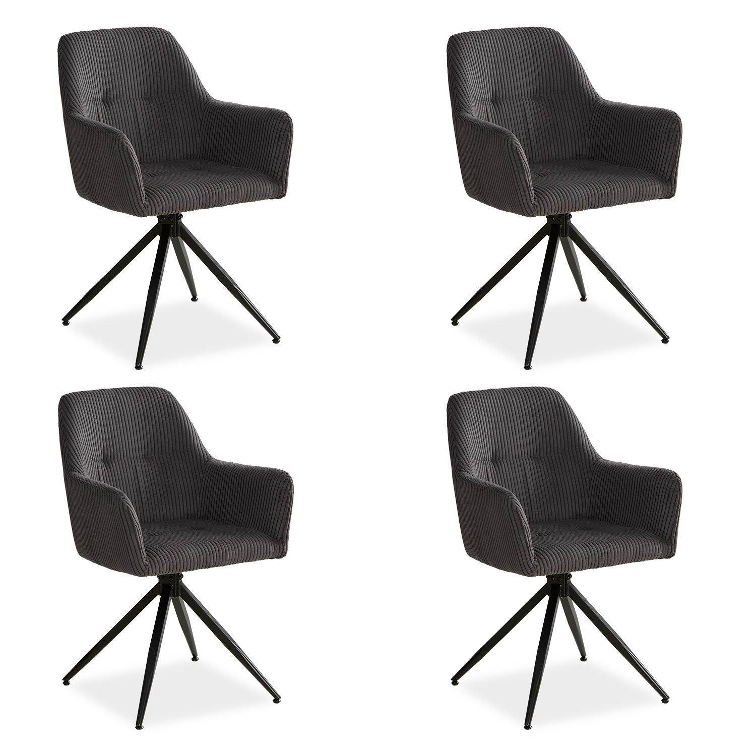 Dining Chair Set of 1, 2, 4 or 6 Modern Egg Chairs Corduroy Grey Armchairs Dining Room Chairs Upholstered Chairs Eames Chairs