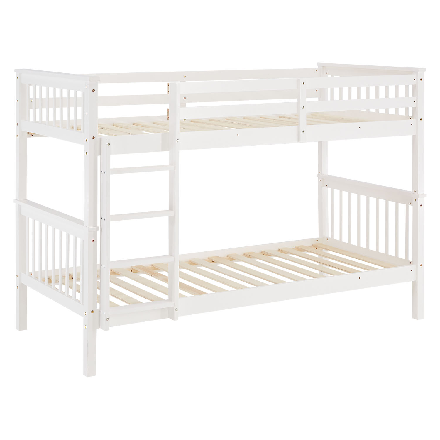 Bunk Bed 90x200 cm White | Kids Bed with Mattress | Fall Protection | Convertible | Massif pine wood