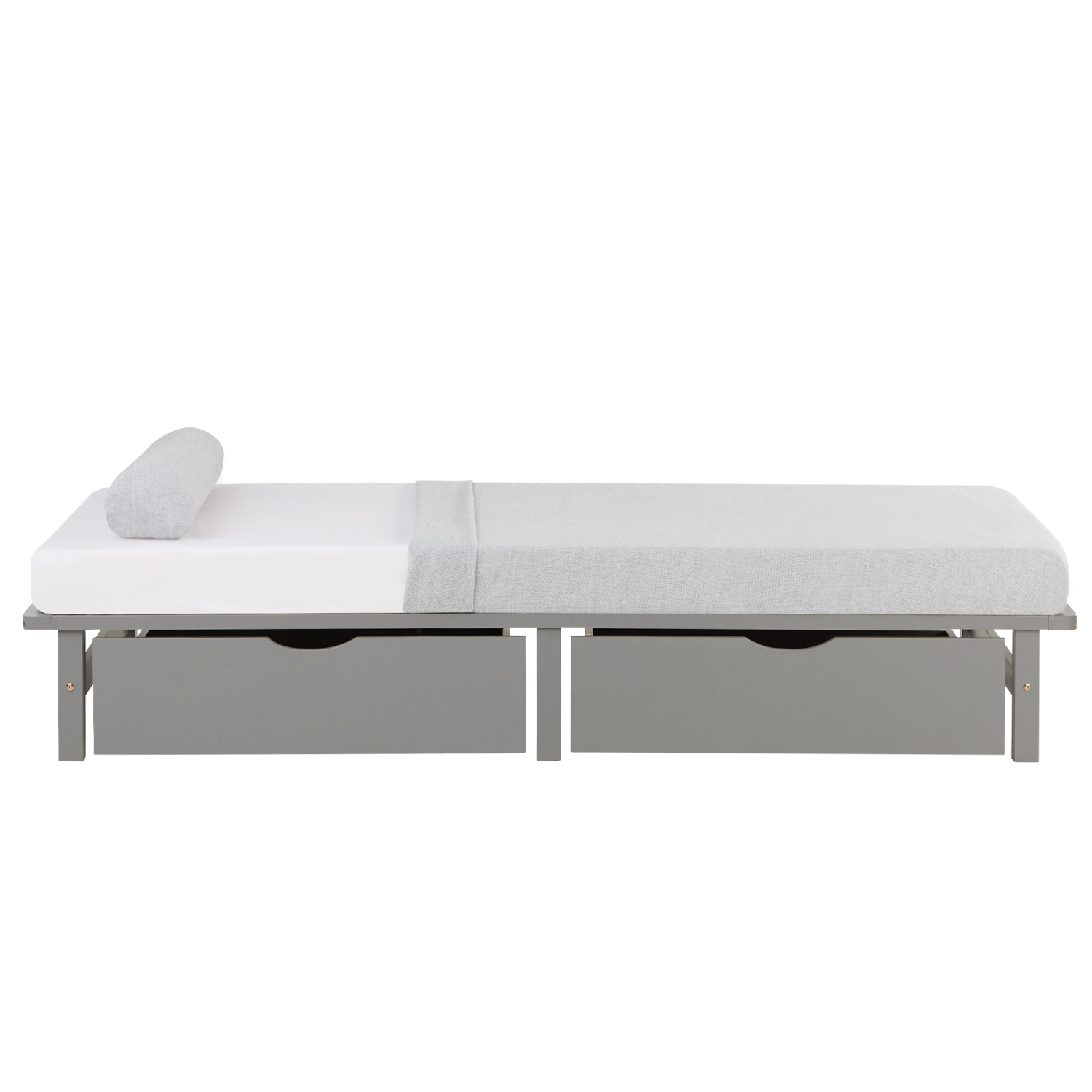 Pallet Bed 90x200 cm Grey | Single Bed with Storage Drawers | with Mattress | Wood | Kids Youth Guest Bedroom