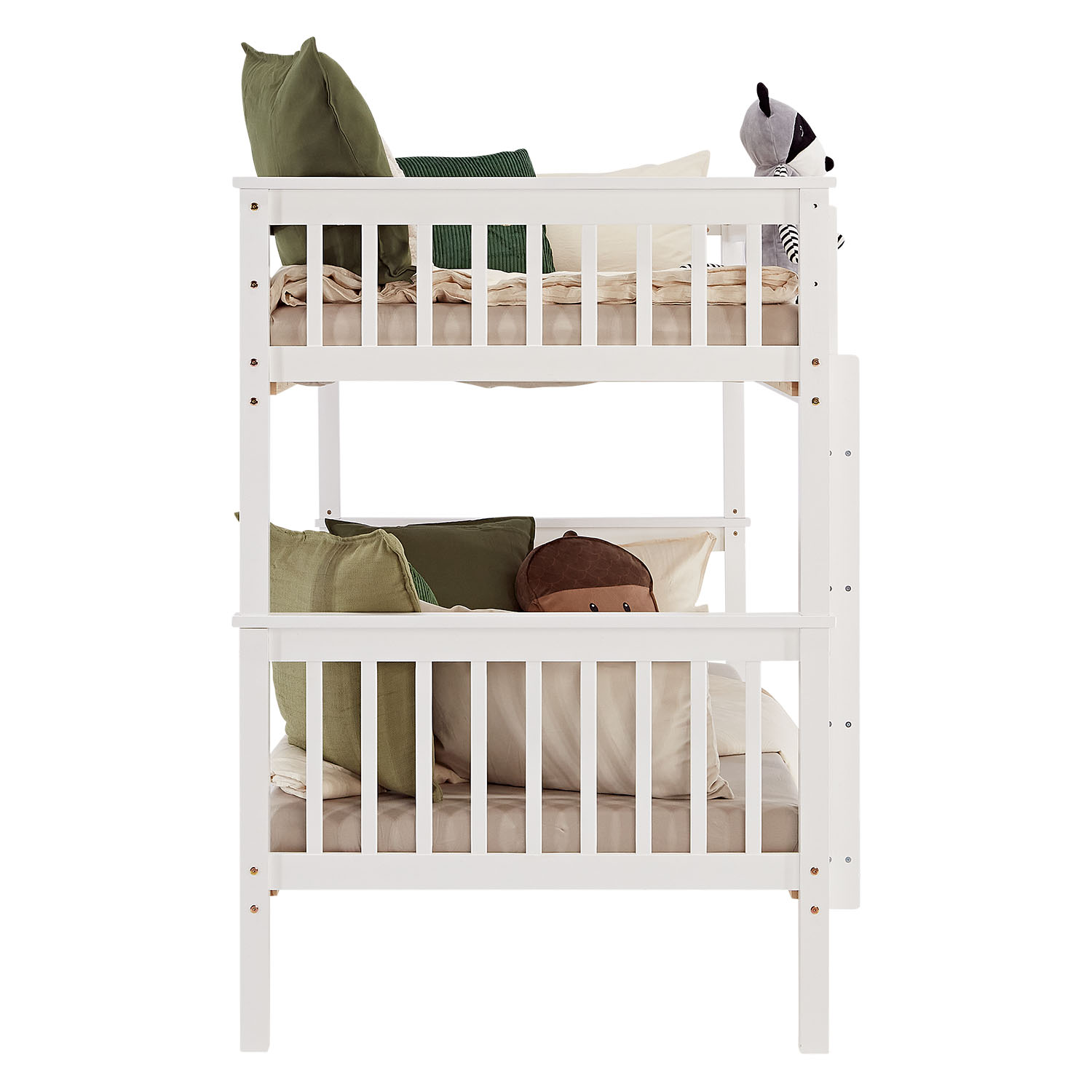 Bunk Bed 90x200 cm White | Kids Bed with Mattress | Fall Protection | Convertible | Massif pine wood