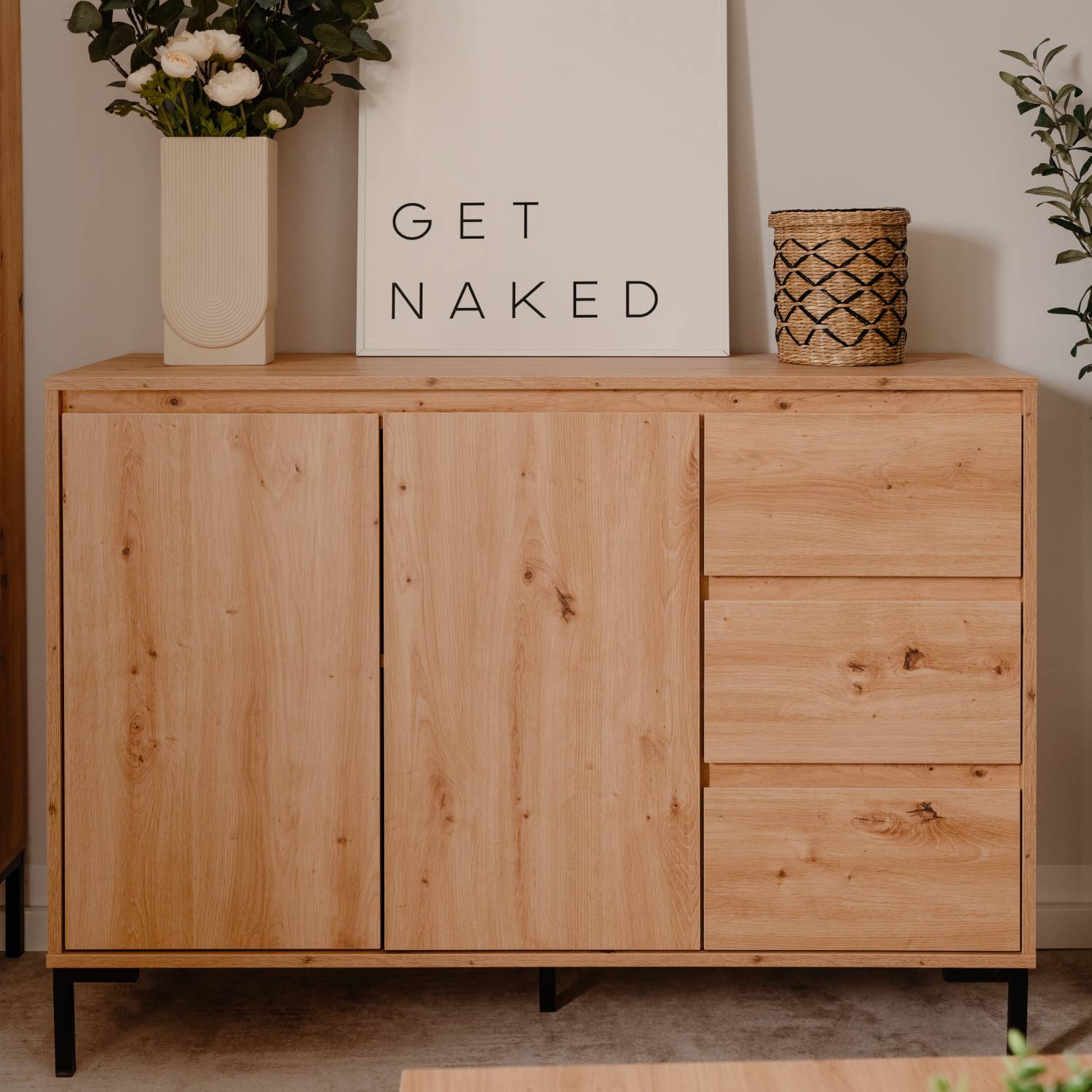 Sideboard Chest of Drawers Wood Oak Cupboard Living Room Cabinet Industrial Look